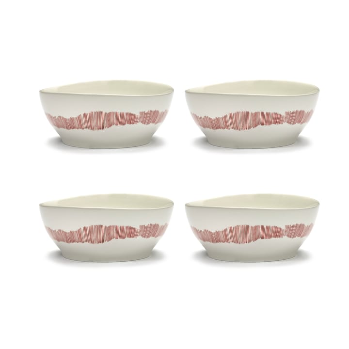 Set de 4 boles Ottolenghi Feast L Ø17 cm - White stripes-red - Serax