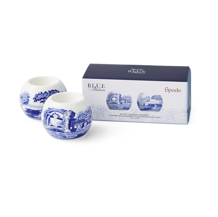 2 Portavelas para velas pequeñas Blue Italian - Azul-blanco - Spode