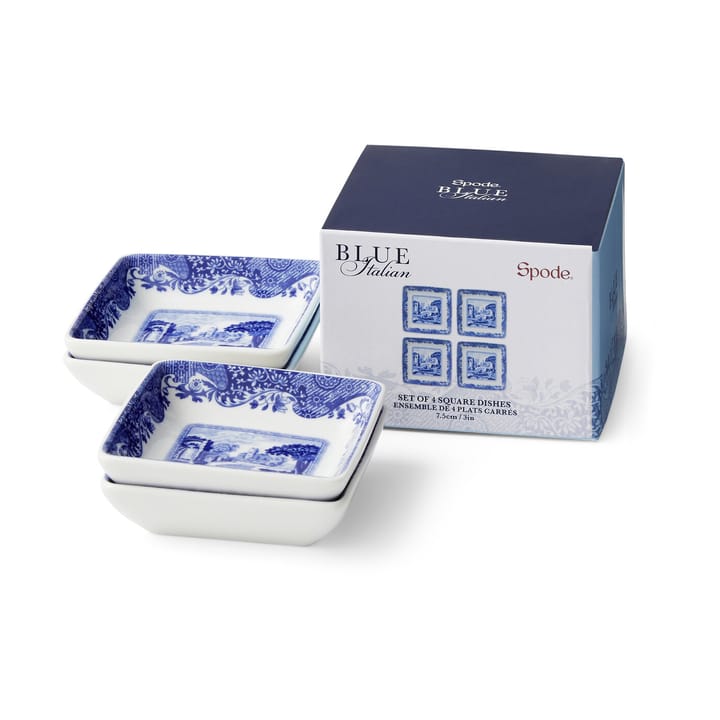 4 Platos Blue Italian 8x8 cm - Azul-blanco - Spode