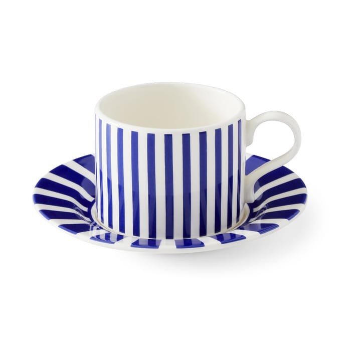 Taza de té Steccato 29 cl y plato Ø15,5 cm - Azul-blanco - Spode