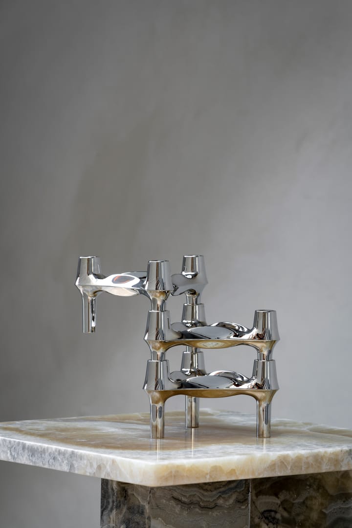 Set de 3 candelabros STOFF Nagel BMF, cromo STOFF