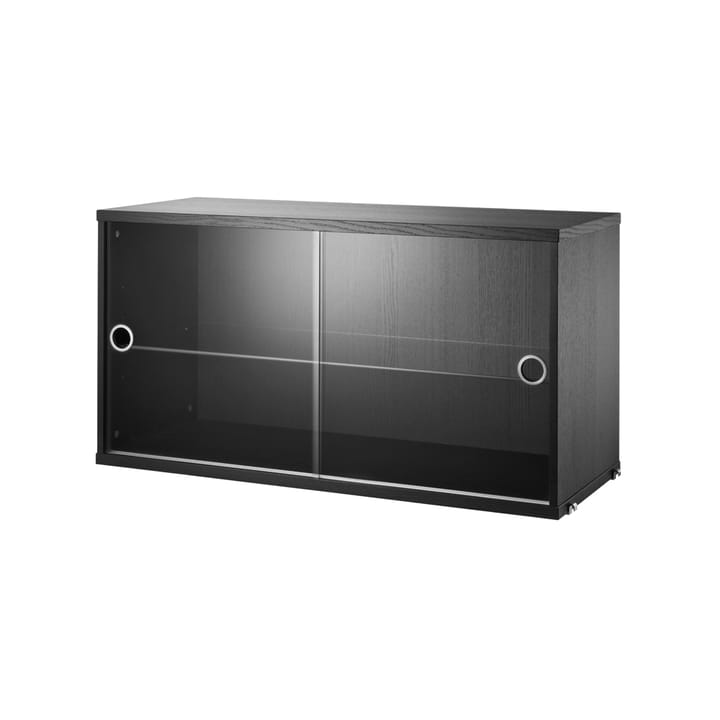 Cabinet vitrina con puertas correderas de cristal String 78 cm - Fresno teñido de negro - String