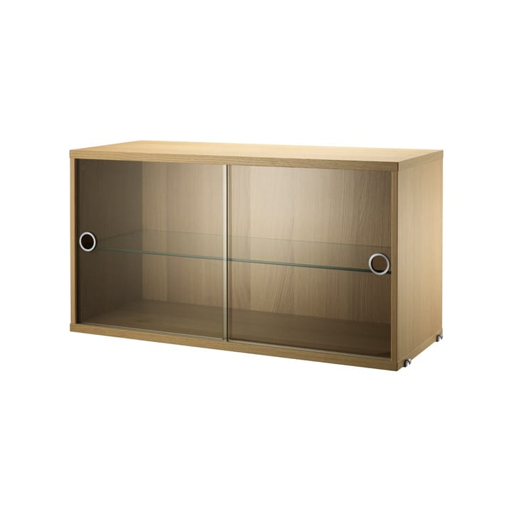 Cabinet vitrina con puertas correderas de cristal String 78 cm - Roble - String