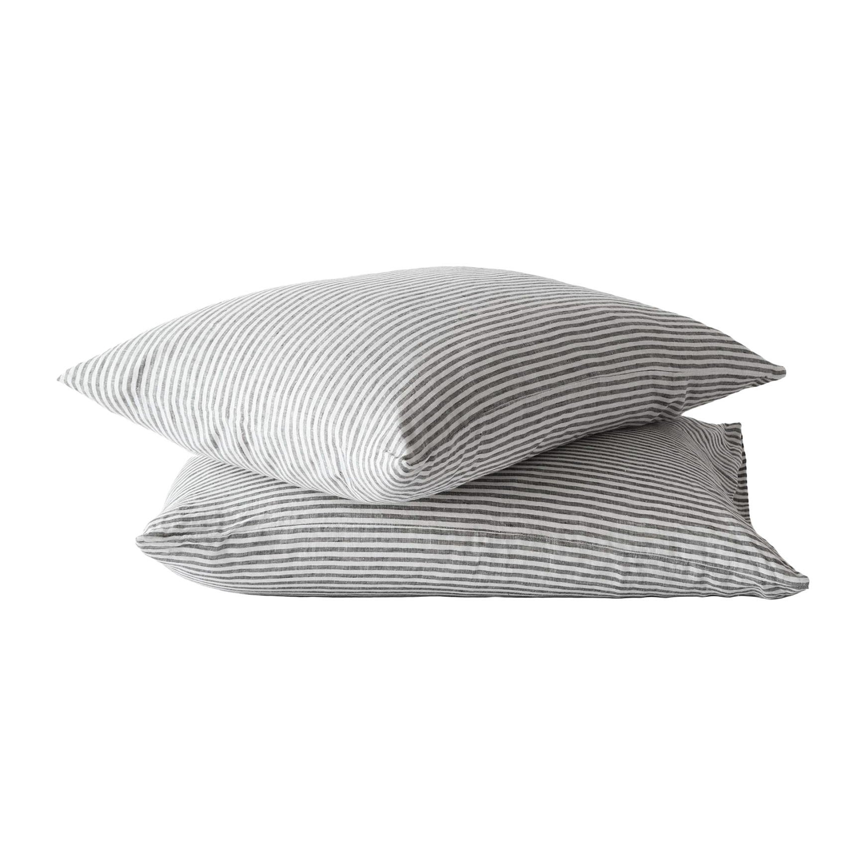 2 Fundas de almohada Stonewashed lino 50x60 cm, Grey-white