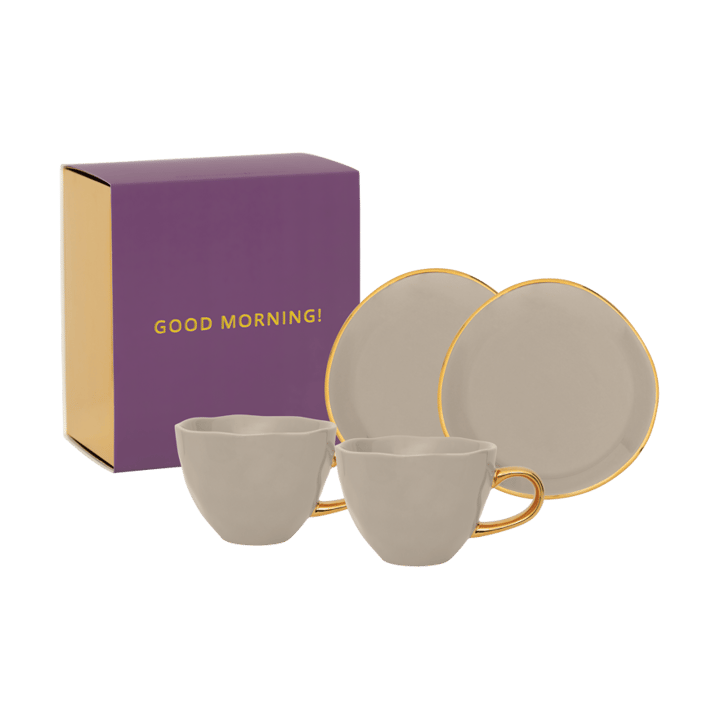 Set de regalo Good Morning taza de Cappuccino y plato, 2-pack - Gray morn - URBAN NATURE CULTURE