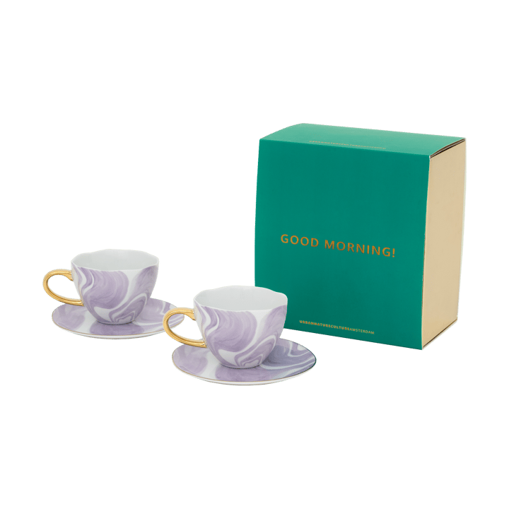 Set de regalo Good Morning taza de Cappuccino y plato, 2-pack - Valuri violet - URBAN NATURE CULTURE