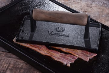 Prensa de bacon y parrilla Victoria hierro fundido y mango de madera - 21x11 cm - Victoria