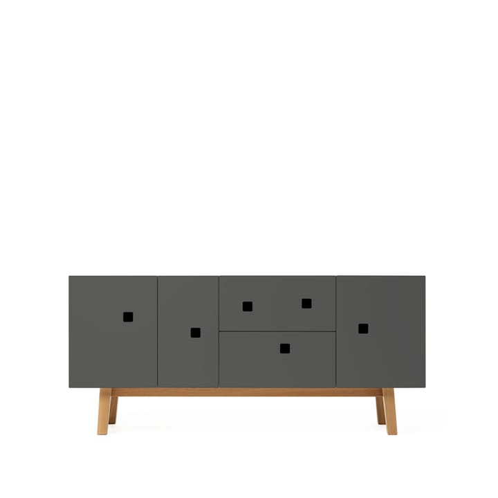 Mueble TV Peep M2 - Slate grey, retro, base de roble - Zweed